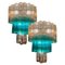 Emerald and Gold Glass Murano Chandeliers by Valentina Planta, Set of 2 1