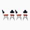 Italian Black & Red Dining Chairs, Set of 4, Image 1