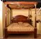20th Century Mahogany Super King 4-Poster Bed with Silk Canopy, 1980s 2