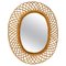 Large Mid-Century Oval Rattan and Bamboo Sunburst Wall Mirror by Franco Albini, 1950s 1