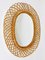 Large Mid-Century Oval Rattan and Bamboo Sunburst Wall Mirror by Franco Albini, 1950s 3