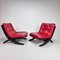 Vintage Black & Red Scissor Chairs, 1980s, Set of 2 5
