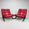 Vintage Black & Red Scissor Chairs, 1980s, Set of 2 1