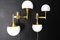 Mid-Century Modern Sconces in Brass & White Glass by Sciolari for Stilnovo, 1960s, Set of 2 7