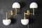 Mid-Century Modern Sconces in Brass & White Glass by Sciolari for Stilnovo, 1960s, Set of 2 8