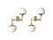 Mid-Century Modern Sconces in Brass & White Glass by Sciolari for Stilnovo, 1960s, Set of 2 1