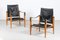 Safari Chairs with Black Leather by Kaare Klint for Rud Rasmussen, Denmark, 1960s, Set of 2 2