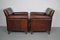 Vintage Art Deco Dutch Cognac Leather Club Chairs, Set of 2 10