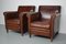 Vintage Art Deco Dutch Cognac Leather Club Chairs, Set of 2 5