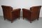 Vintage Art Deco Dutch Cognac Leather Club Chairs, Set of 2 9