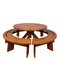 Dining Table and Benches in Elm from Pierre Chapo, 1970s, Set of 5 1