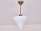Cone Shaped Pendant Light in Opal Glass & Nickel from Gispen, Netherlands, 1930s 1