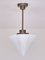 Cone Shaped Pendant Light in Opal Glass & Nickel from Gispen, Netherlands, 1930s 2