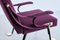 Digamma Armchair in Purple Dedar Fabric & Brass by Ignazio Gardella, 2010s 4