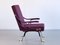 Digamma Armchair in Purple Dedar Fabric & Brass by Ignazio Gardella, 2010s 3