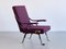 Digamma Armchair in Purple Dedar Fabric & Brass by Ignazio Gardella, 2010s 1