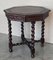 Antique Hexagonal Side or Center Walnut Table with Six Carved Legs, 1890s, Image 8