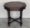 Antique Hexagonal Side or Center Walnut Table with Six Carved Legs, 1890s 2