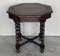 Antique Hexagonal Side or Center Walnut Table with Six Carved Legs, 1890s, Image 2