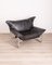 Vintage Italian Lounge Chair in Steel and Black Leather, 1970s, Image 3