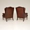 Vintage Leather Wing Back Armchairs, 1950s, Set of 2, Image 4