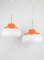 Acrylic Glass Pendants in Orange and White by Szarvasi, 1970s, Set of 2 1