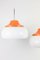 Acrylic Glass Pendants in Orange and White by Szarvasi, 1970s, Set of 2 2