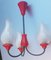 Tulip Ceiling Lamp in Red and White, 1950s 1