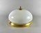 Vintage Ceiling Flush Mount Lamp with Opaline Glass Shade & Brass Fitting, Image 1