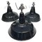 Industrial Italian Black Painted Metal Pendants, 1930s, Set of 3 1