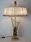 Mid-Century French Brass Table Lamp with Putti Reading in Front of a Harp, 1960s 3