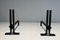 Modernist Cast Iron and Wrought Iron Andirons, 1970s, Set of 2, Image 1