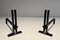 Modernist Cast Iron and Wrought Iron Andirons, 1970s, Set of 2 2