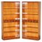 3-Drawer Military Campaign Bookcases in Burr Yew Wood & Brass by Kennedy for Harrods, Set of 2 1