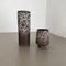 Set of Two Pottery Fat Lava Vases Crusty Brown-White attributed to Jopeko, Germany, 1970s, Set of 2 2