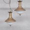 Grandes Lampes à Suspension en Laiton et Opaline, Set de 2 7