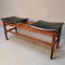 Wooden Bench with Leather Seats 2