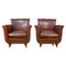 Vintage Art Deco Club Chairs in Patina Leather, 1940, Set of 2 1