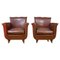 Vintage Art Deco Club Chairs in Patina Leather, 1940, Set of 2, Image 1