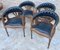 French Dining Armchairs in Leather and Walnut, 1950s, Set of 4 3