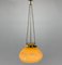 Glass & Brass Pendant Light, 1950s 4