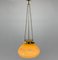 Lámpara colgante de vidrio y latón, años 50, Imagen 4