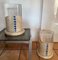Small Columns or Sofa End Tables in Travertine & Acrylic Glass, Set of 2 3