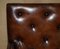 Butaca Chesterfield George III de cuero marrón, década de 1780, Imagen 3