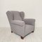 Fauteuil à Oreilles Art Déco en Tissu Bouclé Gris, 1925 3