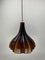 Lámpara colgante grande con flor de cristal de Murano marrón atribuido a Peill & Putzler, años 70, Imagen 9