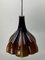 Lámpara colgante grande con flor de cristal de Murano marrón atribuido a Peill & Putzler, años 70, Imagen 2
