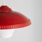 Lámpara colgante de vidrio lechoso rojo y blanco, años 50, Imagen 7