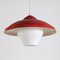 Pendant Lamp in Red and White Milk Glass, 1950s 1