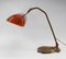 Art Nouveau Bankers Lamp with Red Opaline, France, 1900s 4